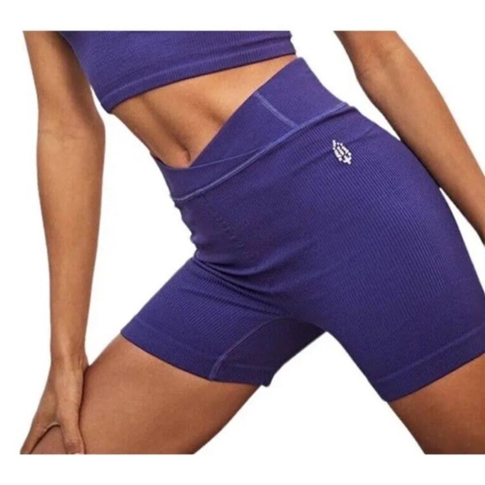 Free People FP Movement Free Throw Shorts in in Outerspace NWT Boho Ribbed Yoga